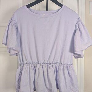 Anthropologie Lilac Ruffle Peplum Top - Size S